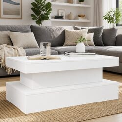 Engineered Wood Coffee Table with RGB LED Lighting