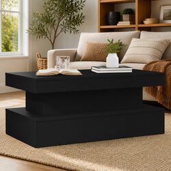 RGB LED Coffee Table in Black with Engineered Wood
