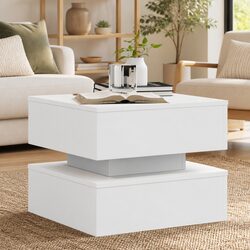 White Coffee Table with RGB LED Lights for Versatile Spaces