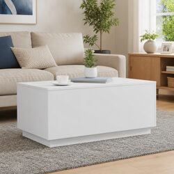 White Coffee Table with Integrated RGB LED Lighting