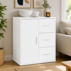 White Engineered Wood Sideboard Cabinet 60x31x70 cm