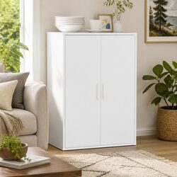 White Engineered Wood Sideboard 60x31x84 cm Storage Cabinet
