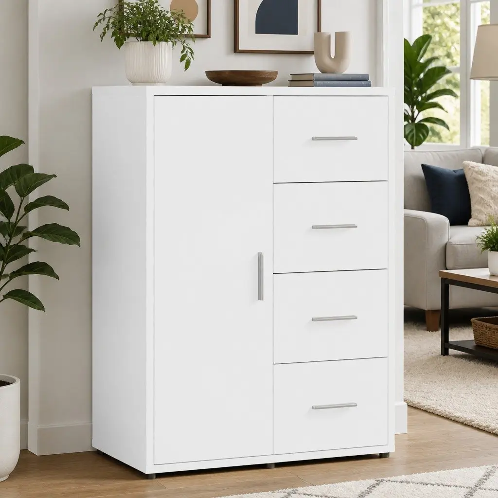 Sideboard White Durable Engineered Wood 60x31x84 cm Storage Cabinet