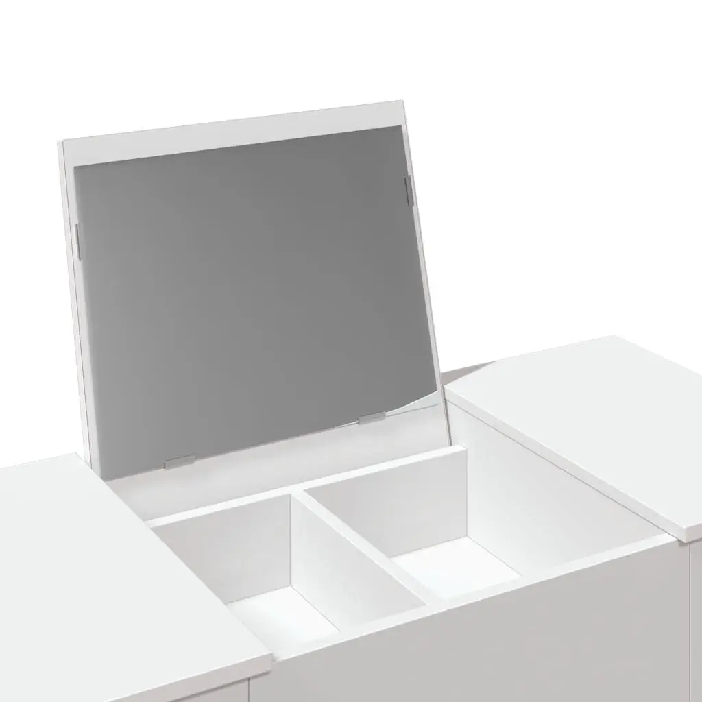 Dressing Table with Mirror Modern Storage Unit 100x45x76cm White