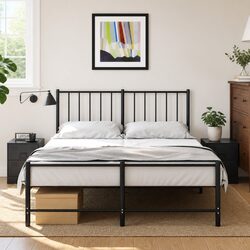 Set of 2 Bedside Cabinets with Steel Frame, Black