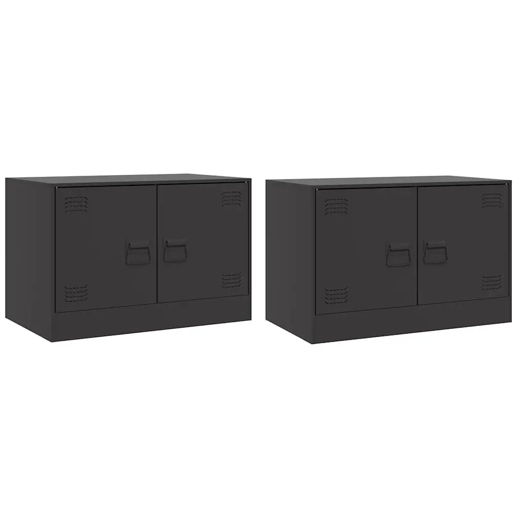 TV Cabinet Set of 2 Cold-rolled Steel Frame Storage 67x39x44cm Black