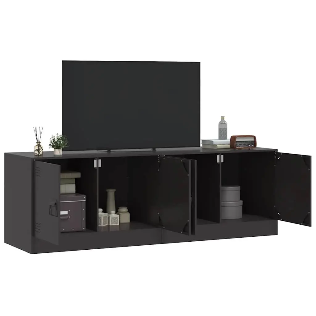 TV Cabinet Set of 2 Cold-rolled Steel Frame Storage 67x39x44cm Black