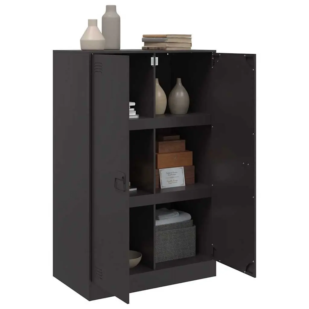Sideboard Storage Cabinet Steel Frame Black 67x39x107cm