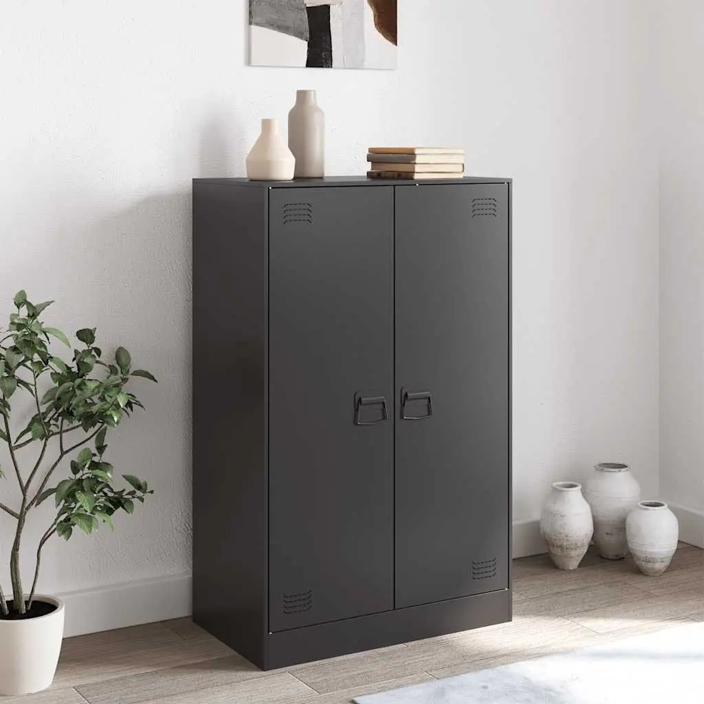 Sideboard Storage Cabinet Steel Frame Black 67x39x107cm