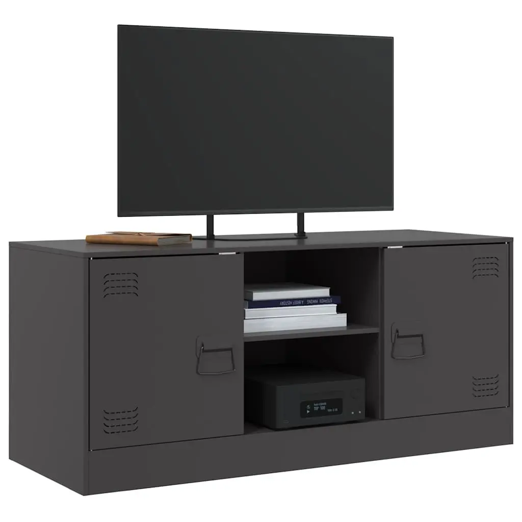 TV Cabinet Black Steel Frame Storage Unit 99x39x44cm