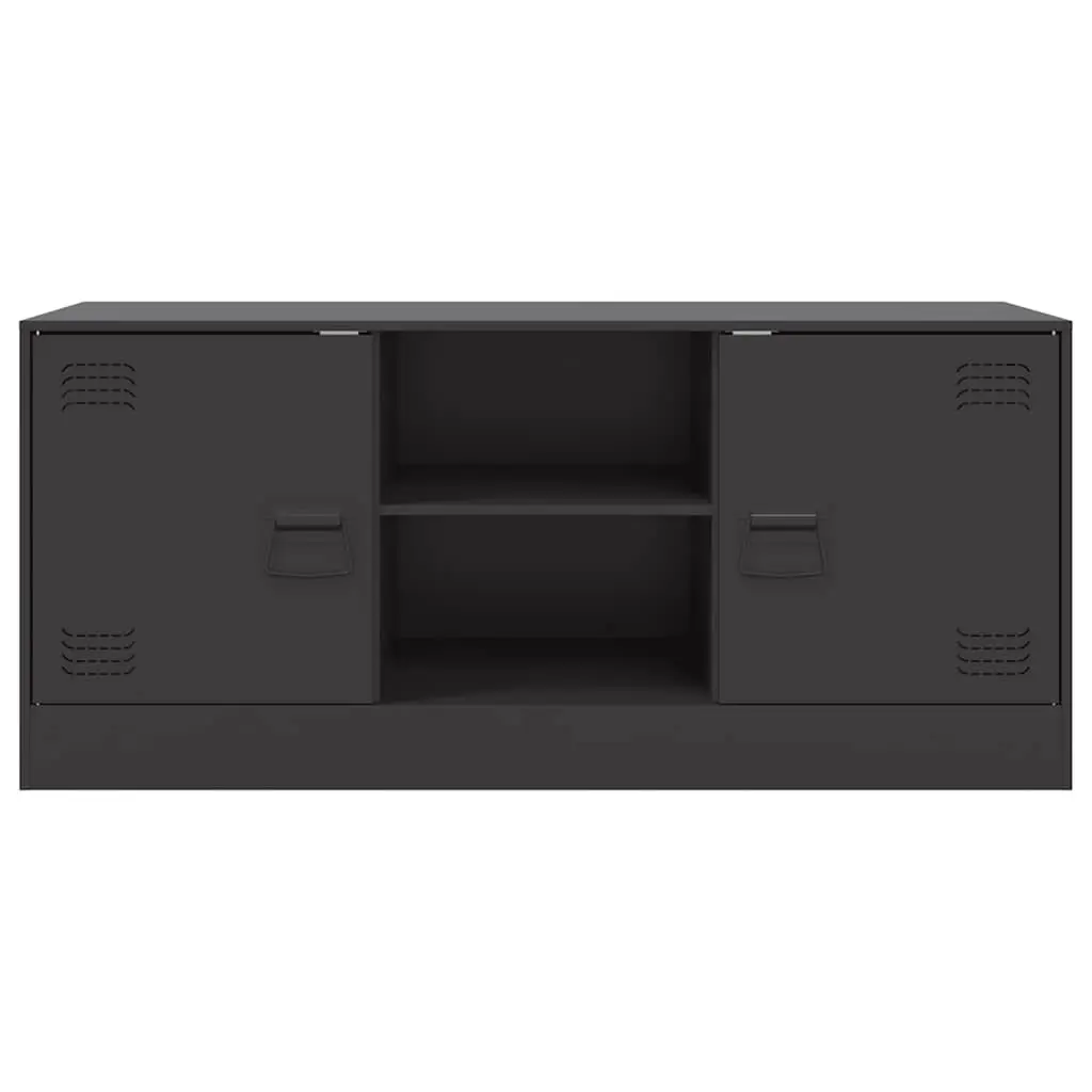 TV Cabinet Black Steel Frame Storage Unit 99x39x44cm