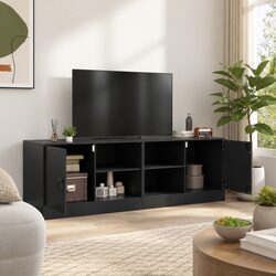2-Piece Black TV Cabinet Set with Cold-Rolled Steel Frame
