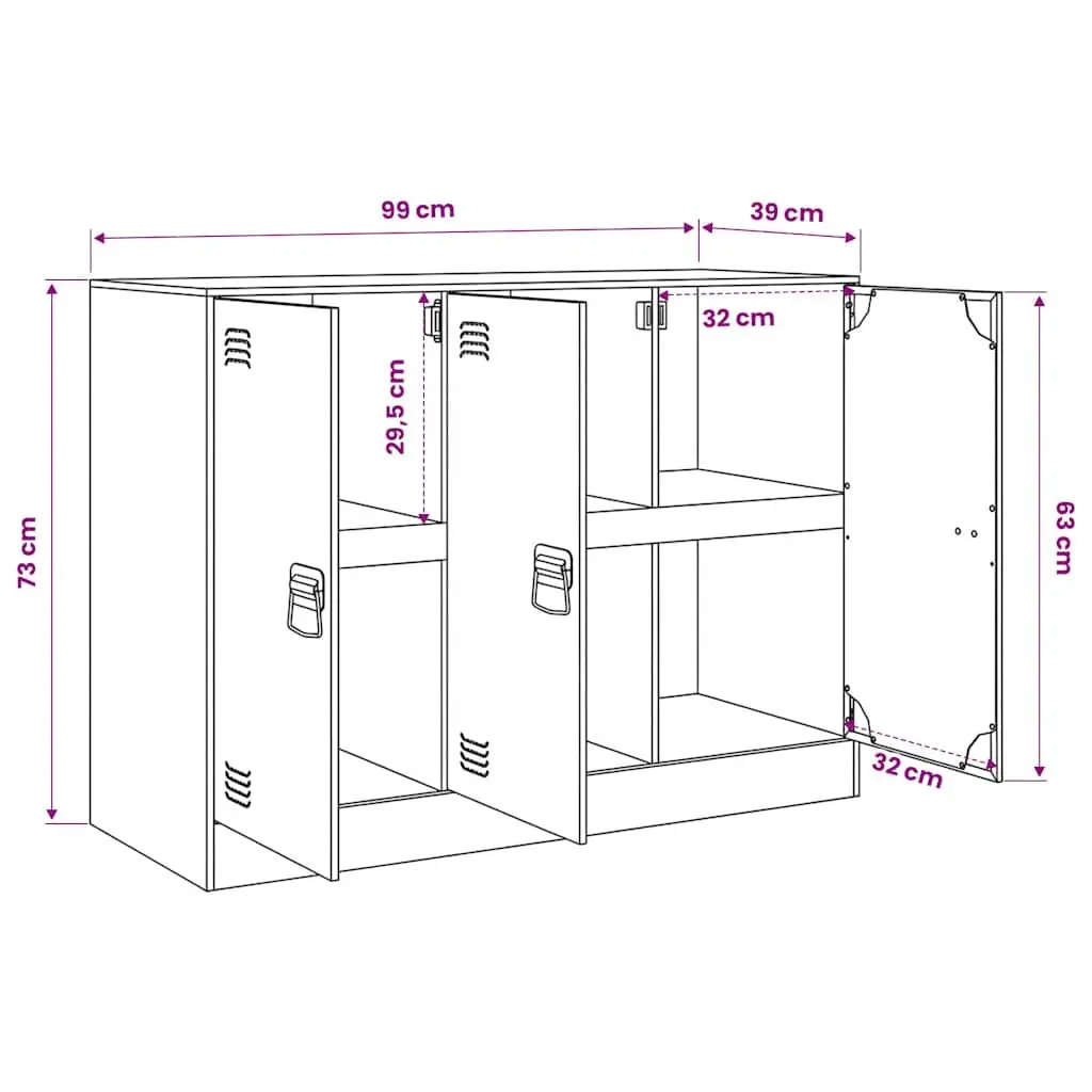 Sideboard Anthracite Steel Frame Storage Cabinet Living Room Furniture 99 x 39 x 73 cm