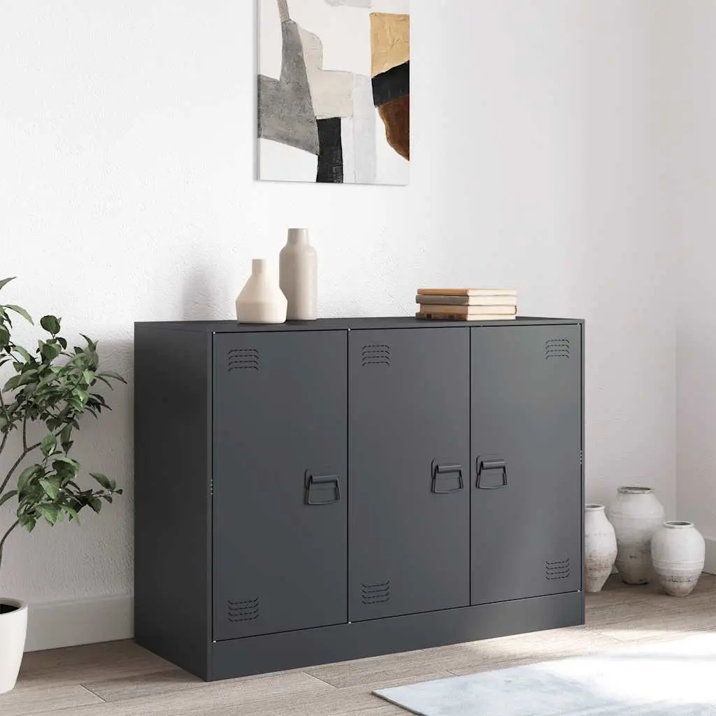 Sideboard Anthracite Steel Frame Storage Cabinet Living Room Furniture 99 x 39 x 73 cm