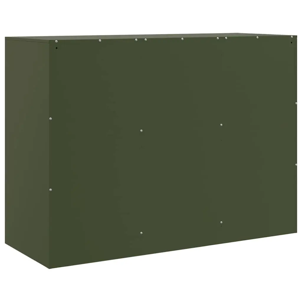Olive Green Sideboard Storage Cabinet Sturdy Organiser 99x39x73cm