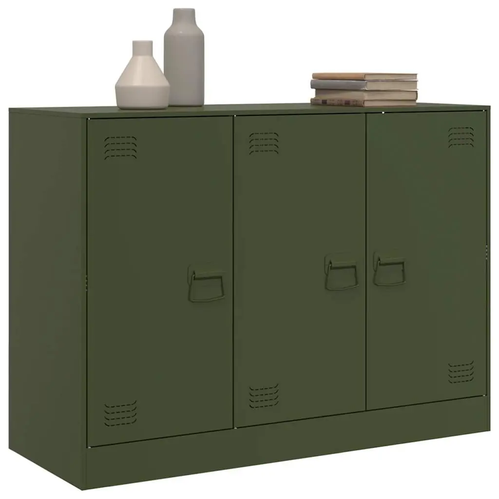 Olive Green Sideboard Storage Cabinet Sturdy Organiser 99x39x73cm
