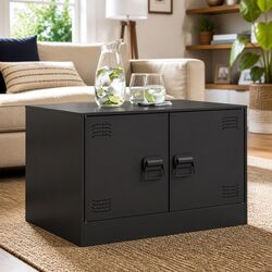 Black Coffee Table with Open Shelving for Easy Access