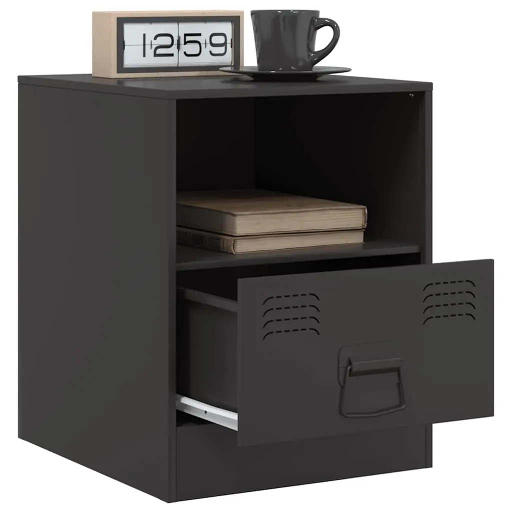 Bedside Cabinets 2pc Black Nightstand Storage Bedroom Furniture 34.5x39x44cm