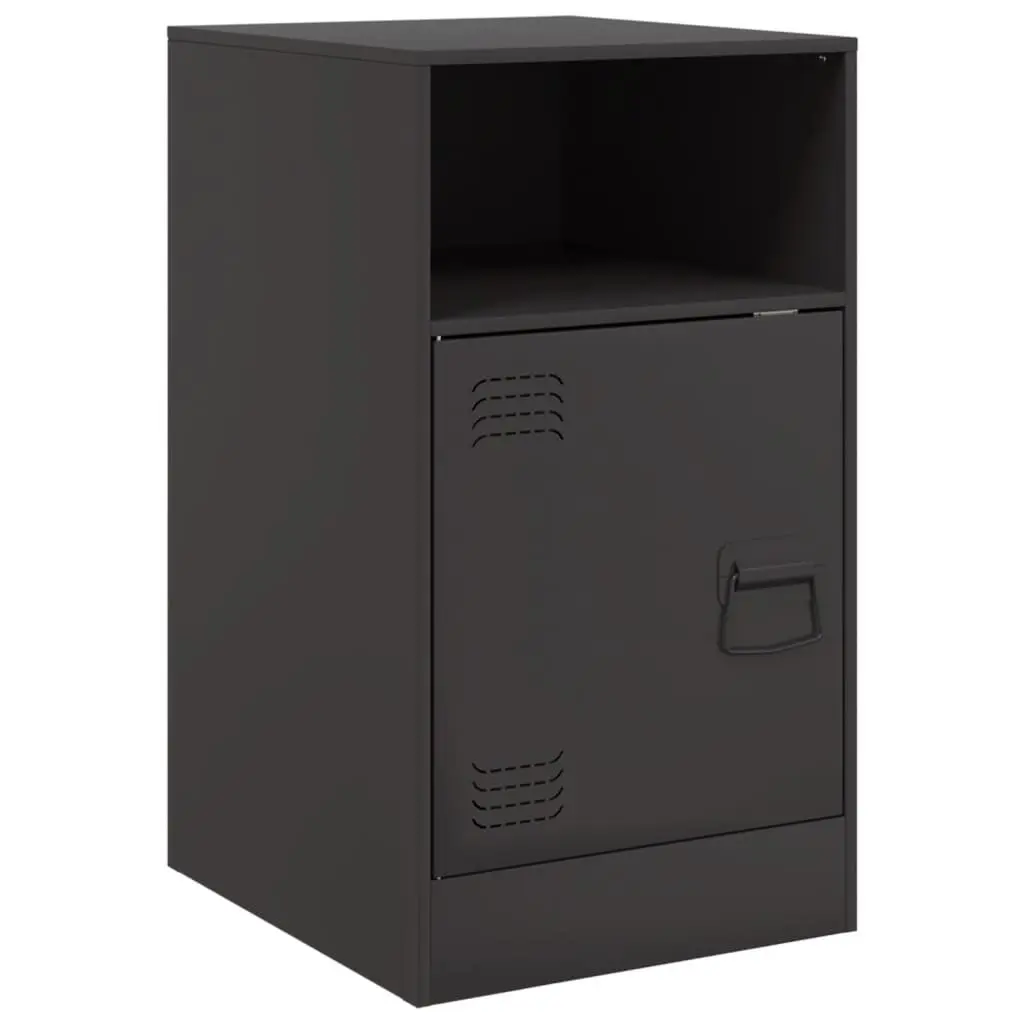 Bedside Cabinet Storage 2 Piece Black Nightstand Furniture