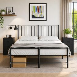 Black Bedside Cabinets - 2-Piece Set with Storage