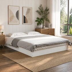 White Bed Frame 135x190 cm Engineered Wood Structure