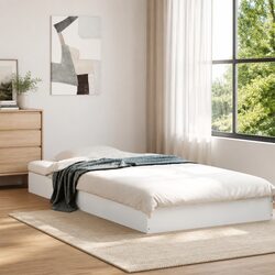 90x190 cm White Bed Frame with Engineered Wood Construction