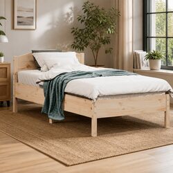 Bed Frame 90x190 cm Solid Pine Wood with Plywood Slats