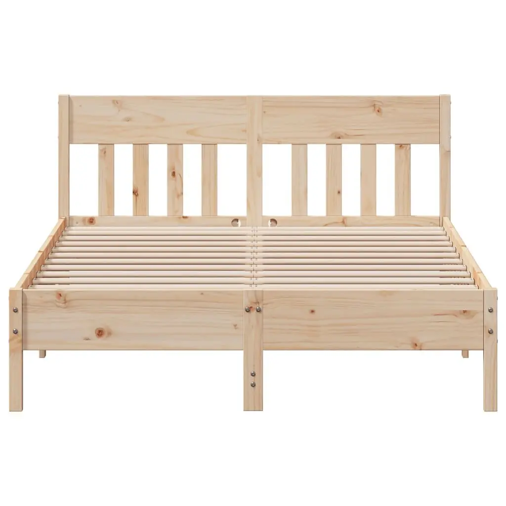 Solid Pine Wood Bed Frame Slatted Base Brown 135x190 cm