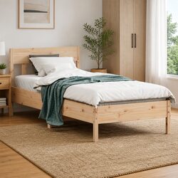 Bed Frame in Brown 90x190 cm Solid Pine Wood