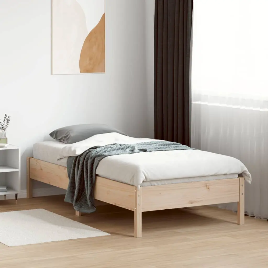 Bed Frame Solid Pine Wood Brown 90x190 cm