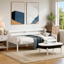 White Day Bed Frame with Plywood Slats 90x190 cm