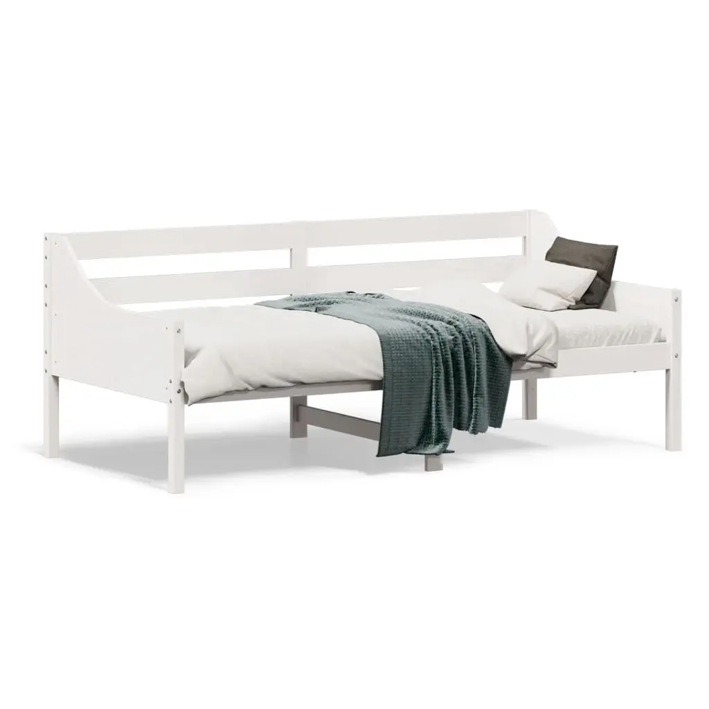 Day Bed Frame Solid Pine Wood White 90x190 cm Sofa Bed with Guardrails