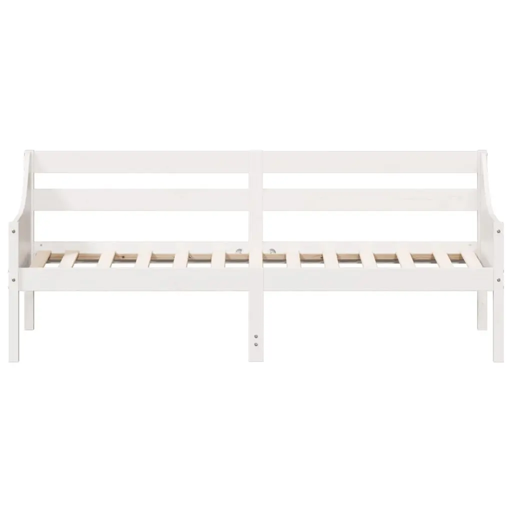 Day Bed Frame Solid Pine Wood White 90x190 cm Sofa Bed with Guardrails