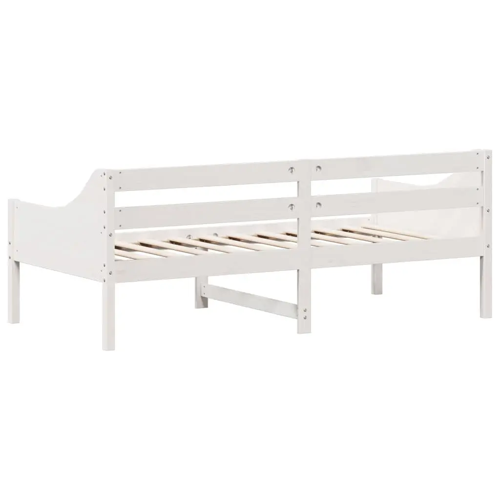 Day Bed Frame Solid Pine Wood White 90x190 cm Sofa Bed with Guardrails