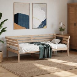 Day Bed Frame 90x190 cm in Solid Pine with Safety Guardrails