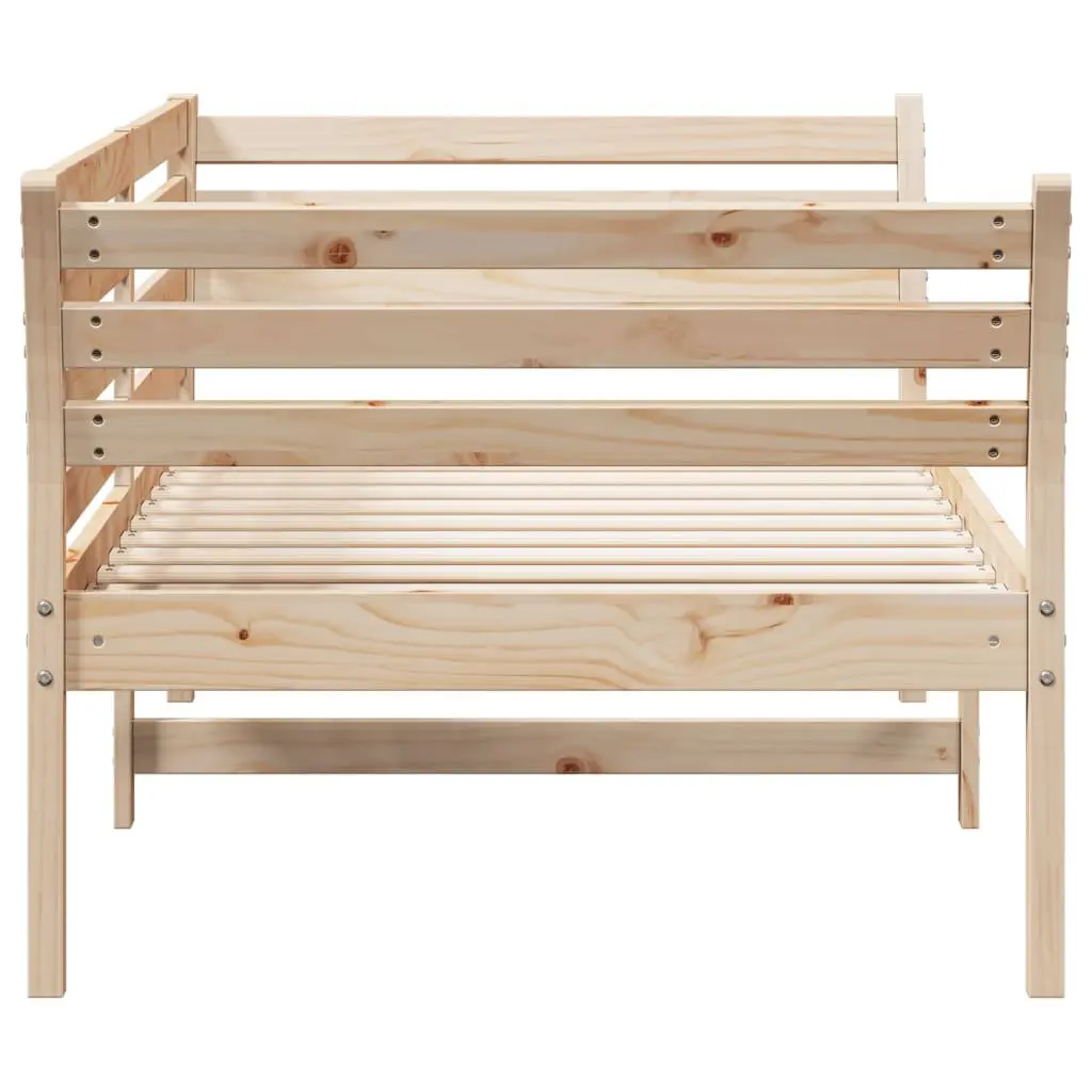 Day Bed Frame Solid Pine Wood Safety Guardrails 90x190 cm Brown