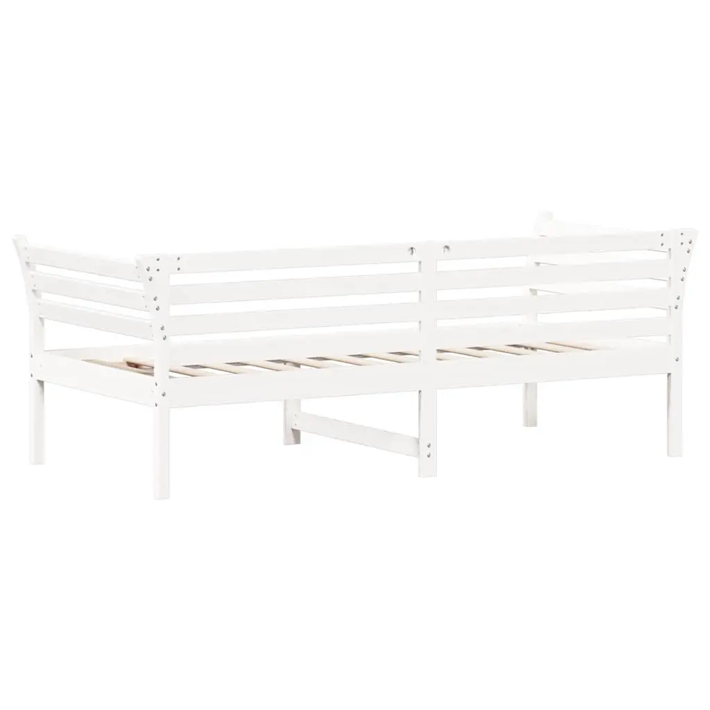 Day Bed White Solid Pine Wood 90x190 cm with Guardrails and Slatted Base