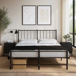 Black Bedside Cabinet with 2 Drawers in Industrial Design