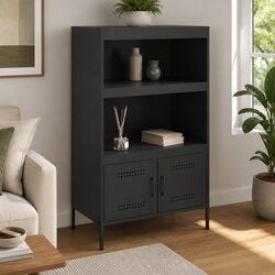 Black Highboard with Ample Storage for Modern Interiors