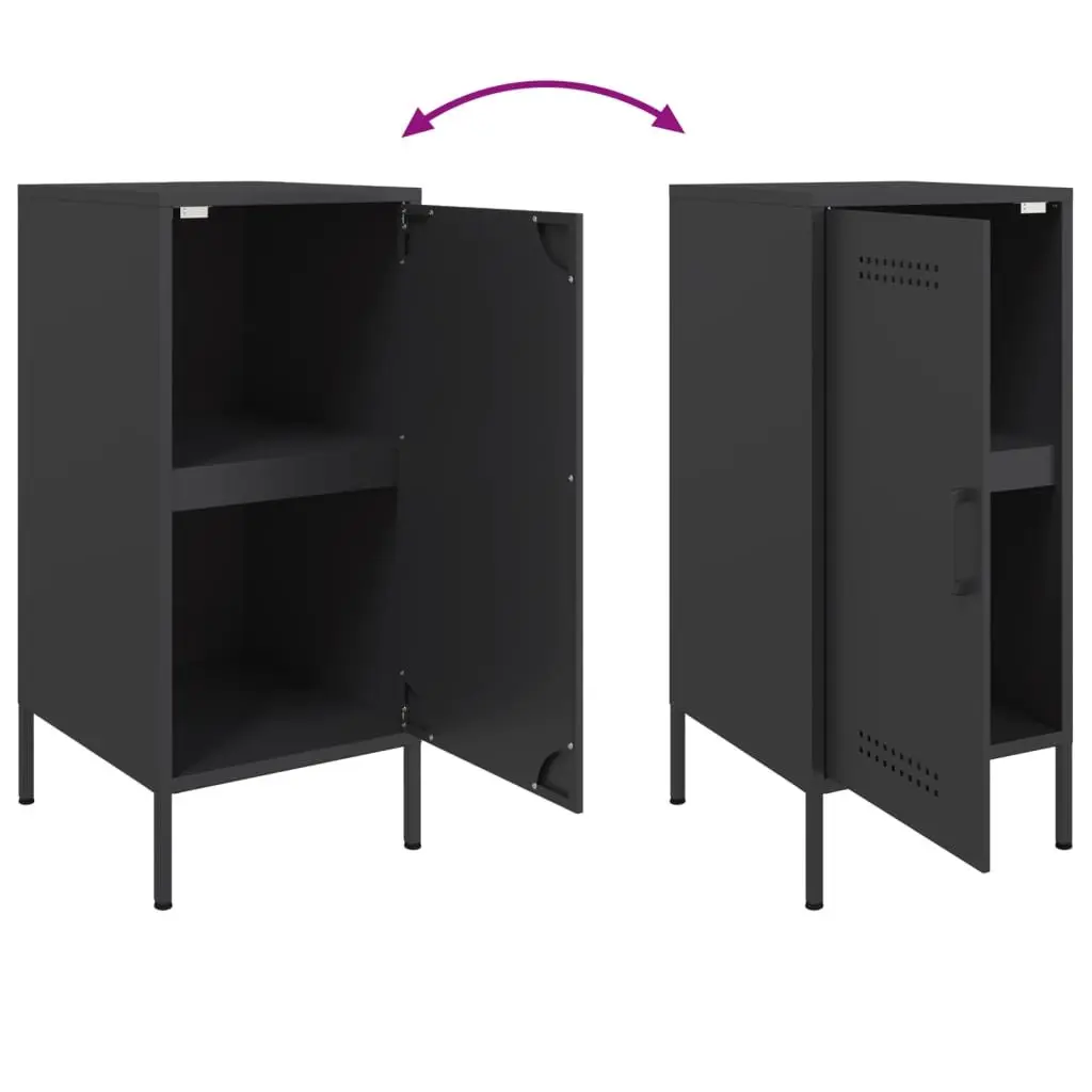 Black Sideboards Storage Cabinet 2 Piece Industrial Style Living Room Bedroom