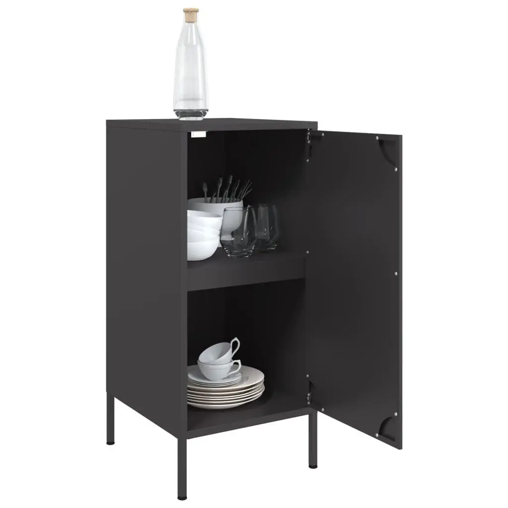 Black Sideboards Storage Cabinet 2 Piece Industrial Style Living Room Bedroom
