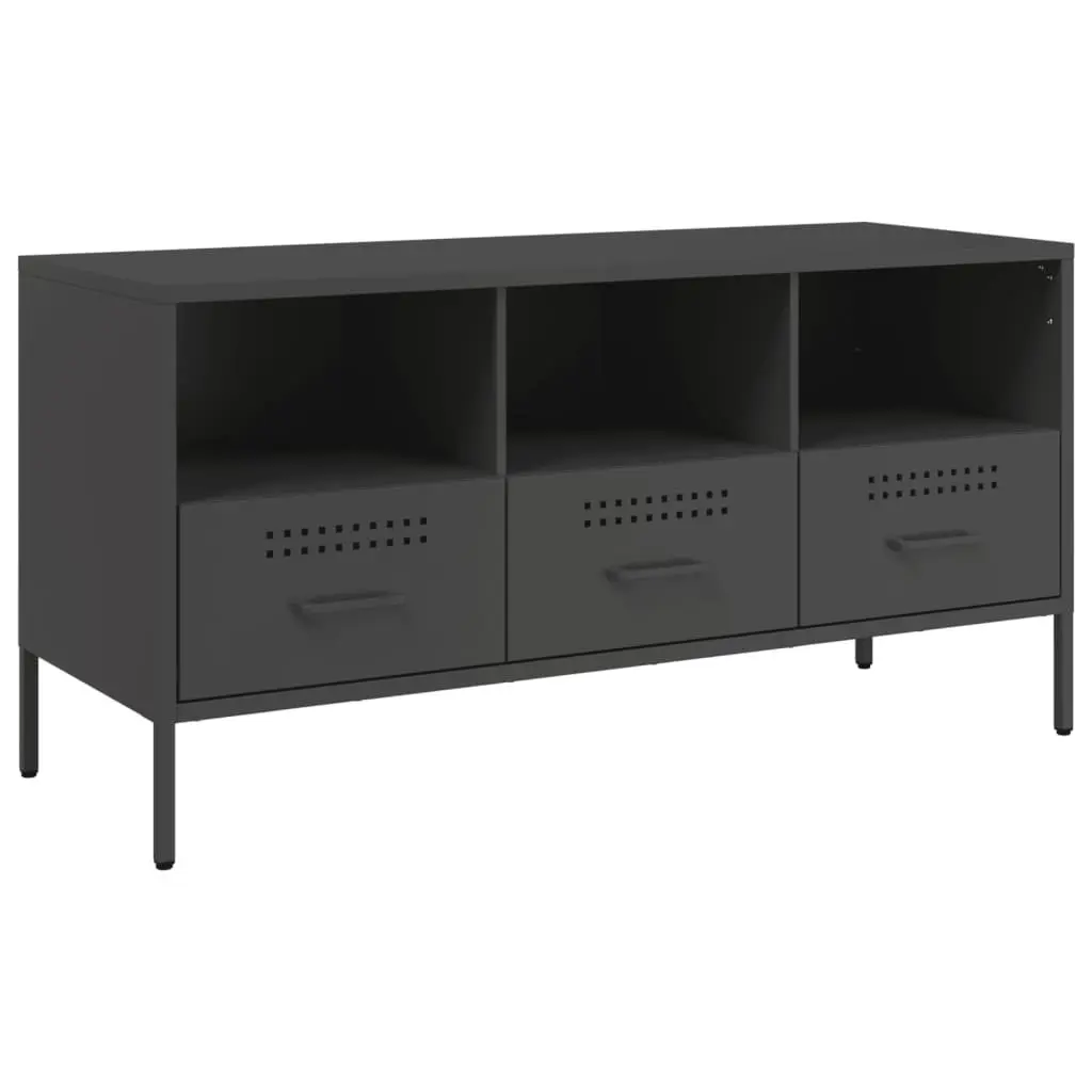 Black Steel Frame TV Cabinet Industrial Style 100.5cm Living Room Storage Unit