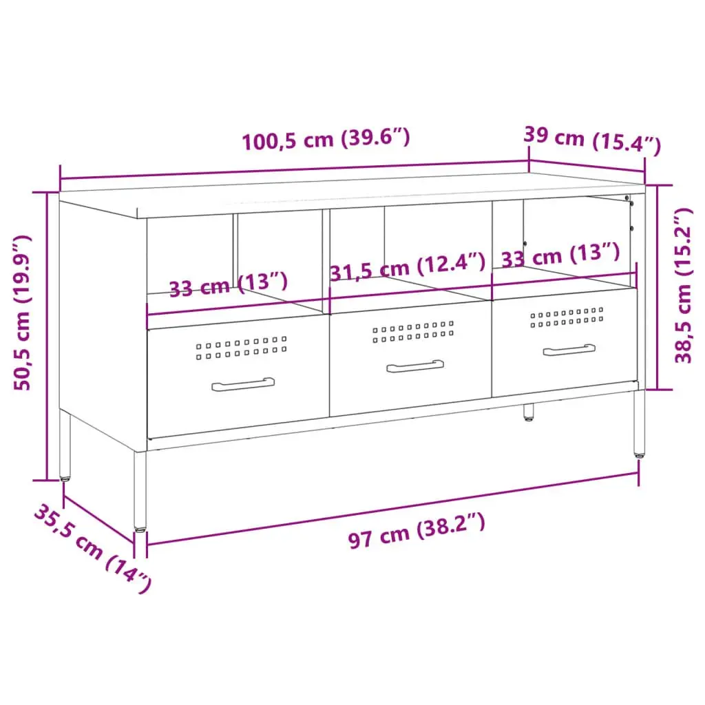 Black Steel Frame TV Cabinet Industrial Style 100.5cm Living Room Storage Unit