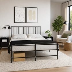 2 pcs Black Bedside Cabinets with Steel Frame