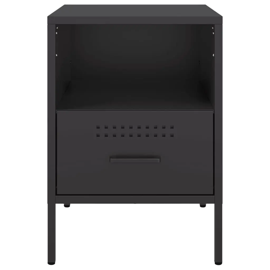 Bedside Cabinets Industrial Style Storage 36x39x50.5cm Black 2 Piece