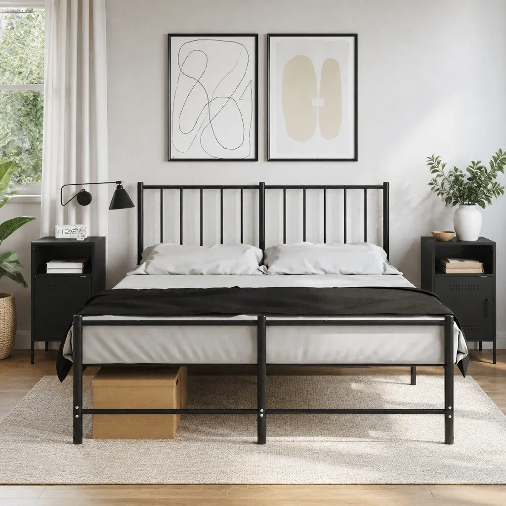 Bedside Table Industrial Storage 36x39x68 cm Black 2 Piece