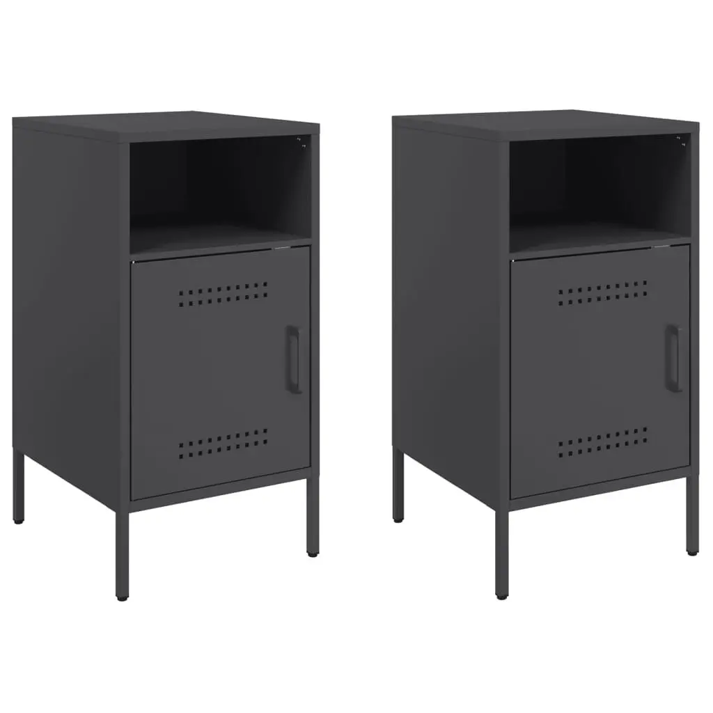 Bedside Table Industrial Storage 36x39x68 cm Black 2 Piece