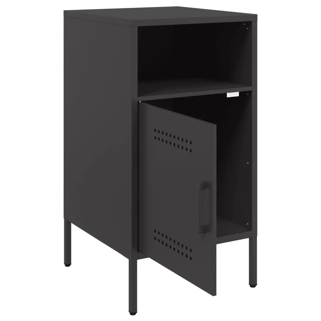 Bedside Table Industrial Storage 36x39x68 cm Black 2 Piece