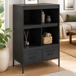 Industrial Black Storage Highboard 68x39x101.5cm