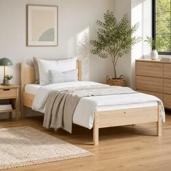Single Bed Frame 92x187 cm in Solid Pine with Slatted Base